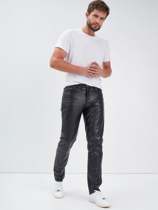 V1001 Pantalon aspect cuir Homme